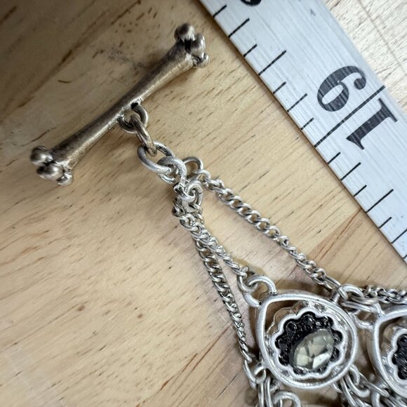 Jessica Simpson Silver-Tone Crystal Accent Toggle Charm Bracelet With Decorative - Picture 10 of 10